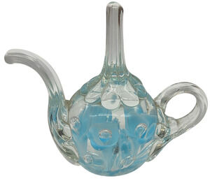 JOE ST CLAIR HANDBLOWN TEAPOT PAPERWEIGHT RING HOLDER
